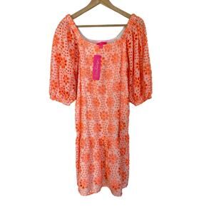 Lilly Pulitzer NWT Kerrigan Elbow Puff Sleeve Eyelet Dress Size Small